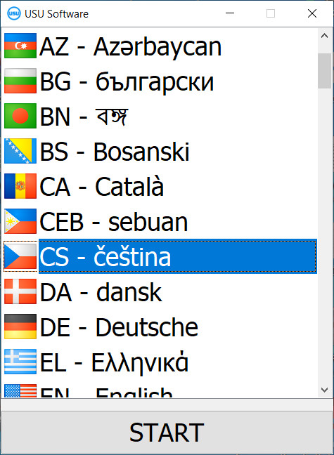 Při spuštění programu můžete zvolit jazyk.