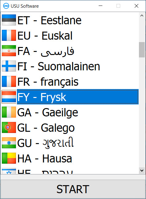 By it starten fan it programma kinne jo de taal selektearje.
