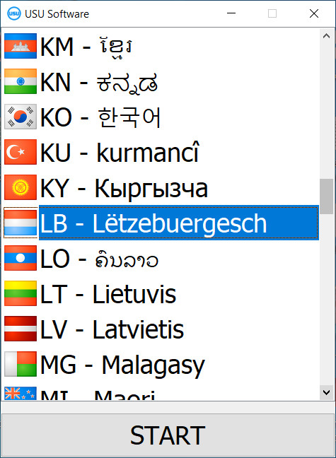 Wann Dir de Programm start, kënnt Dir d'Sprooch auswielen.