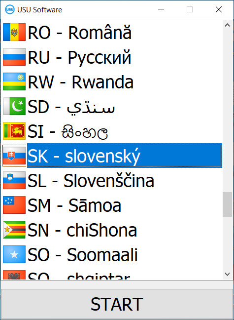 Pri spustení programu môžete zvoliť jazyk.