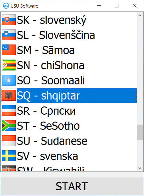 Kur filloni programin, mund të zgjidhni gjuhën.