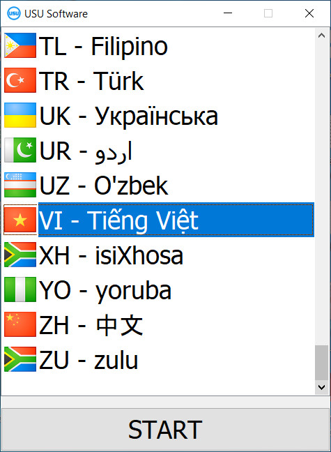 Khi khởi động chương trình, bạn có thể chọn ngôn ngữ.