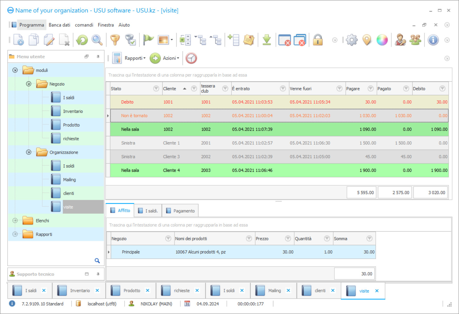 Foglio di calcolo per un anti-caffè - Schermata del programma
