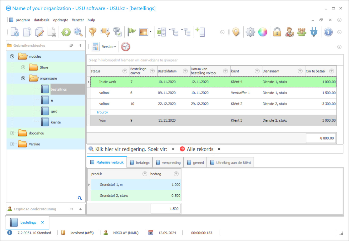 Rekeningkunde van atelierkliënte - Program skermkiekie