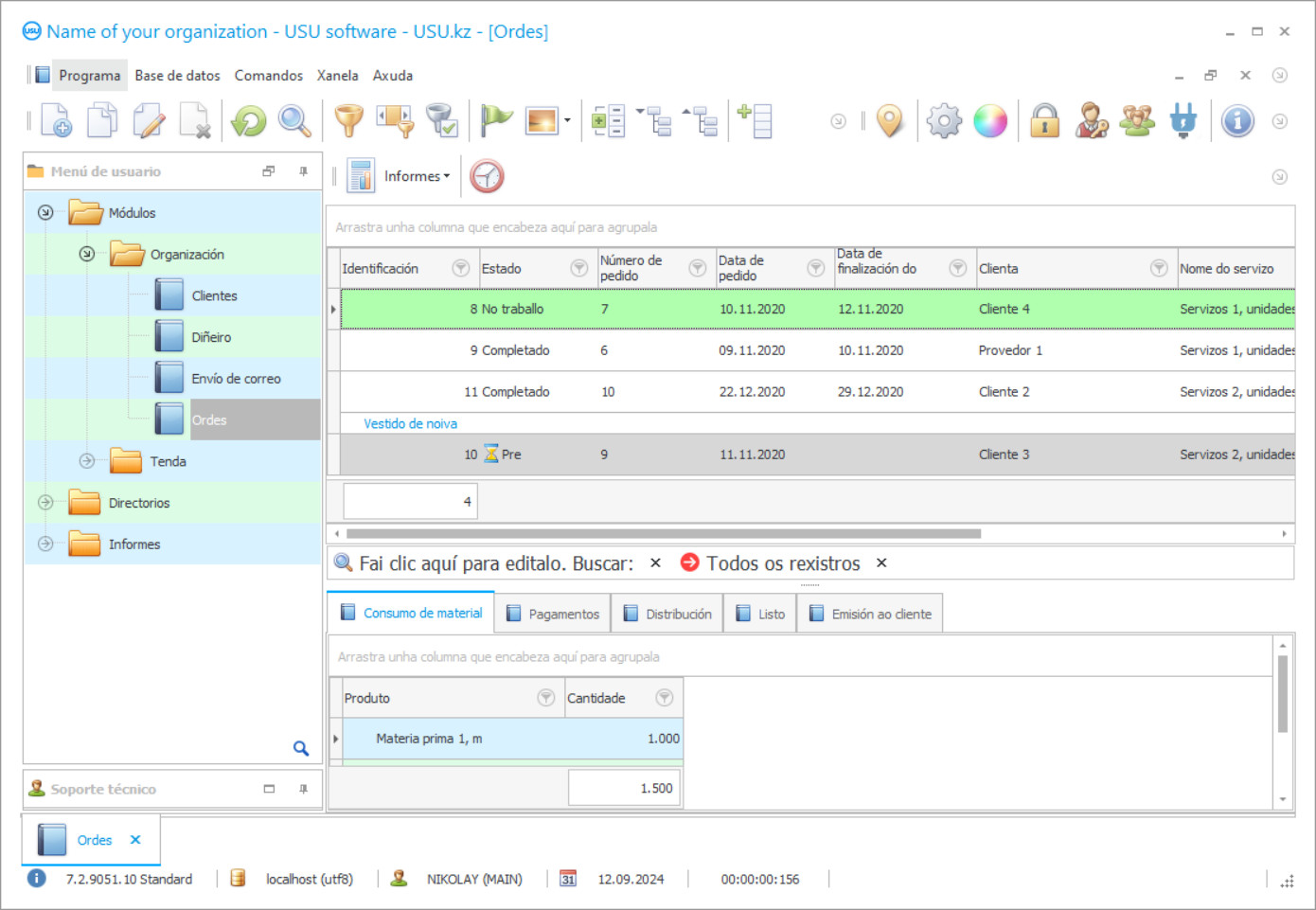 Contabilidade de clientes de talleres - Captura de pantalla do programa