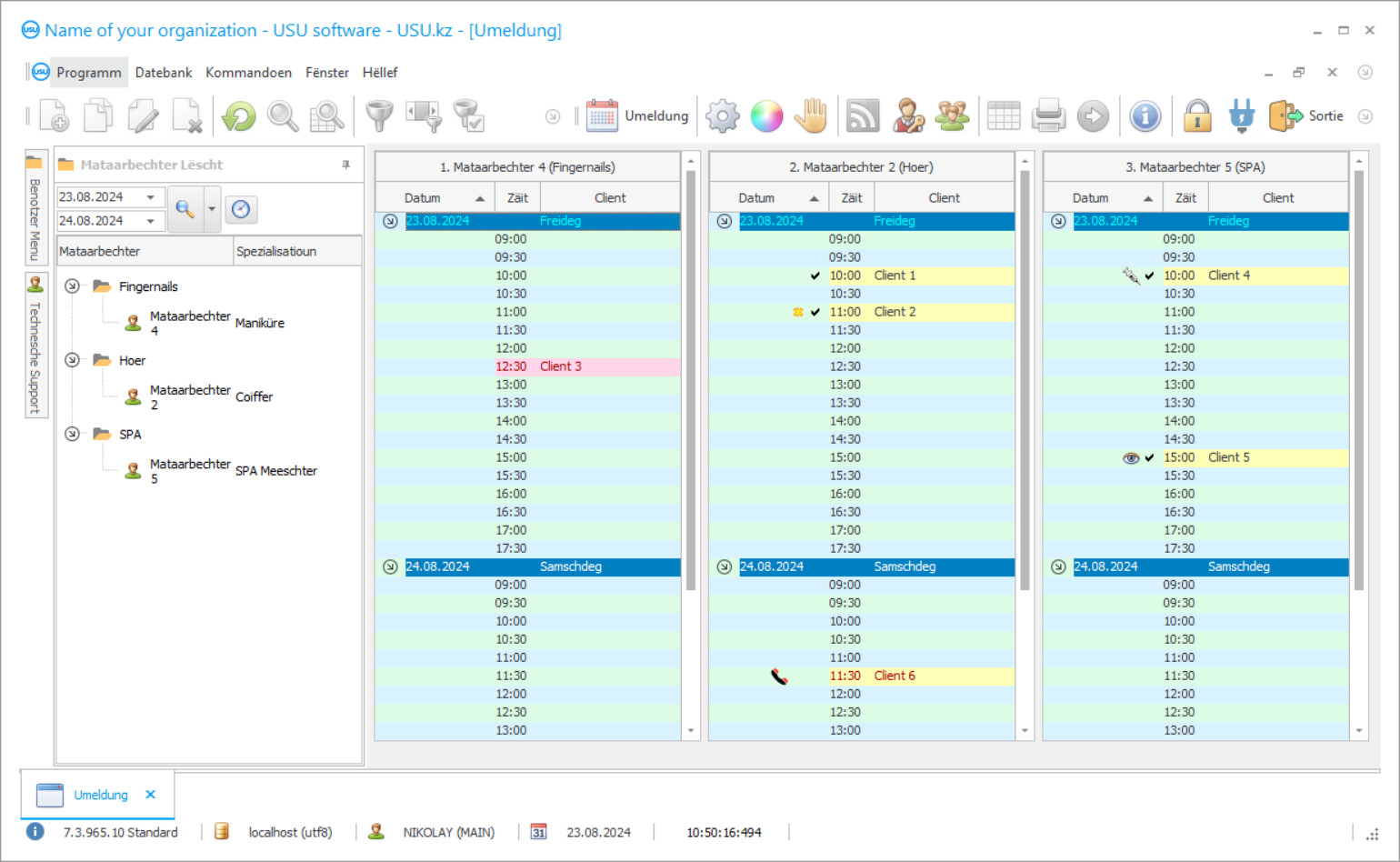 Programm fir e Coiffeurssalon - Programm Screenshot