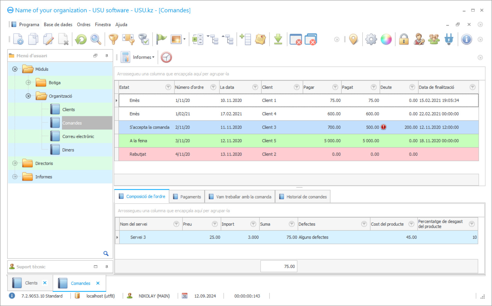 Programa de serveis de neteja - Captura de pantalla del programa