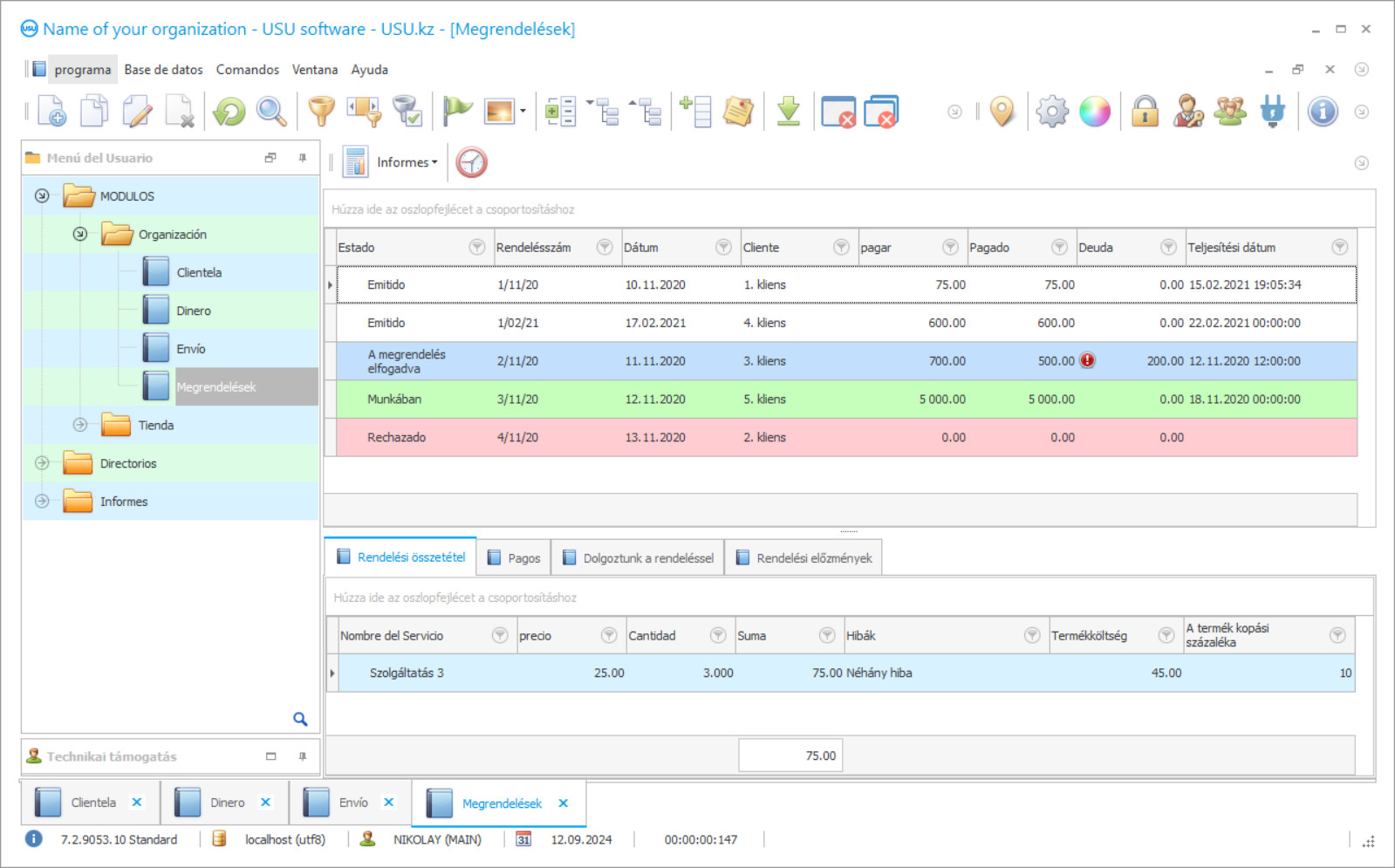 Takarítási szolgáltatások programja - Program képernyőképe