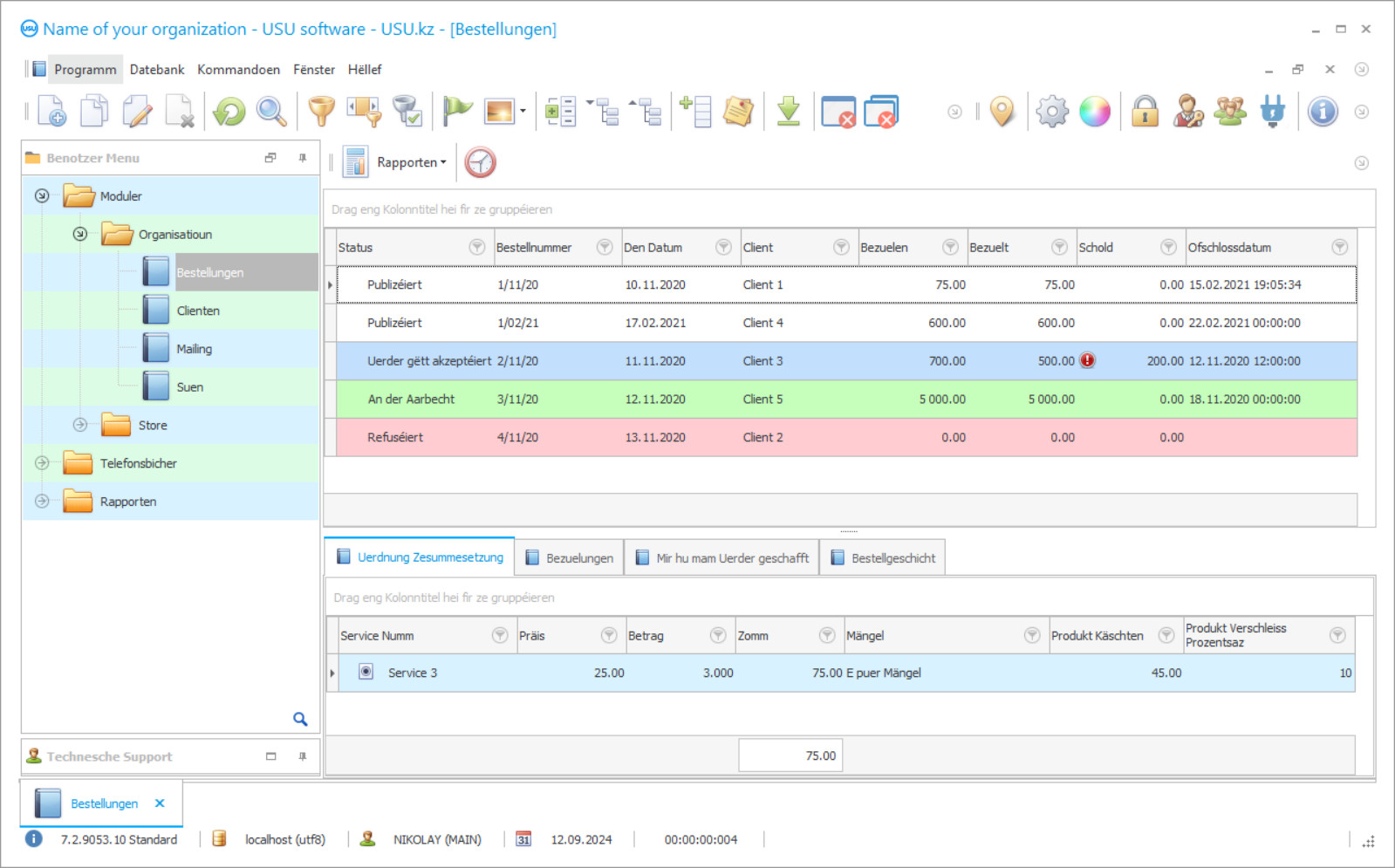 Programm fir Botzservicer - Programm Screenshot