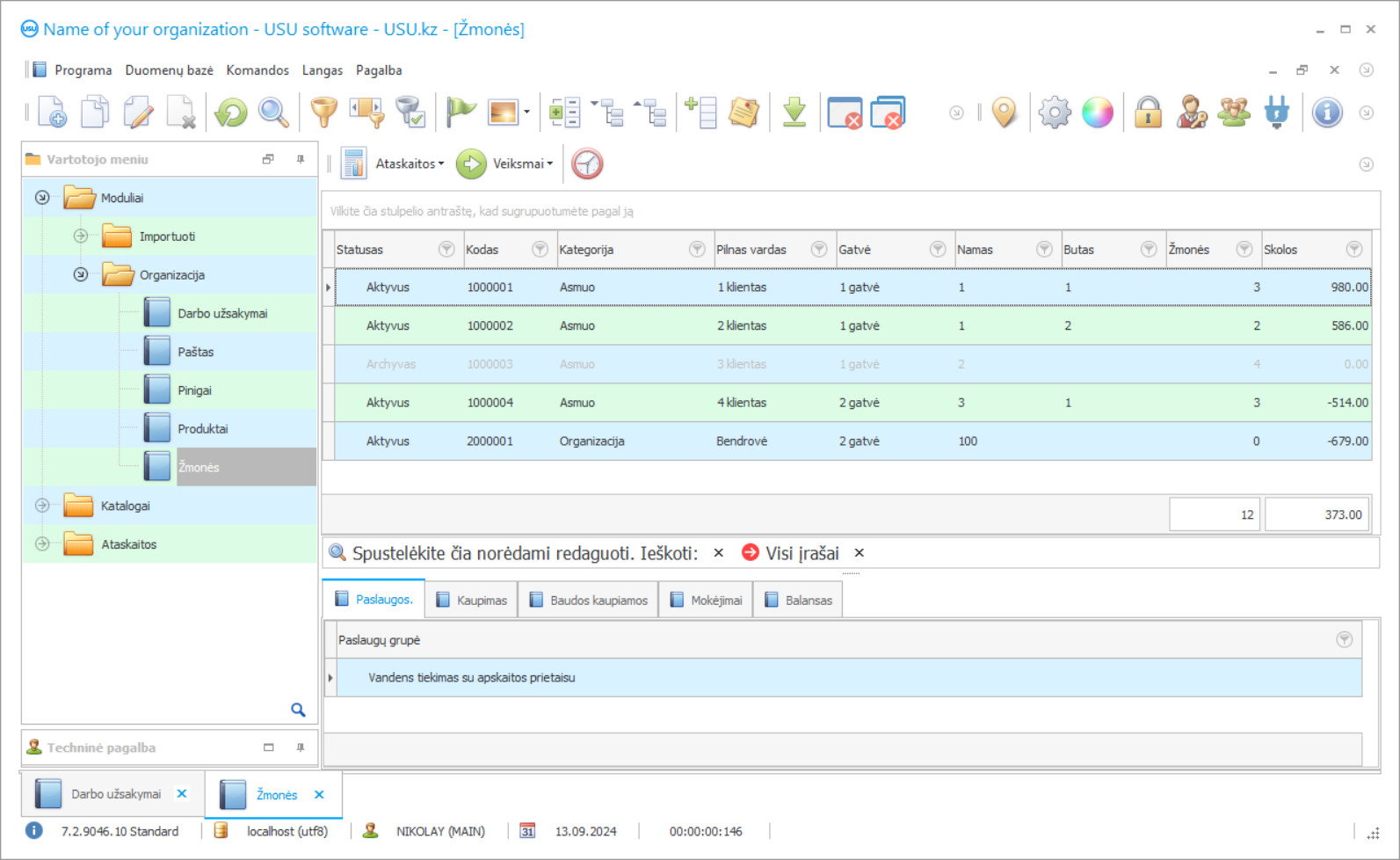 Komunalinių paslaugų skaičiavimo programa - Programos ekrano kopija