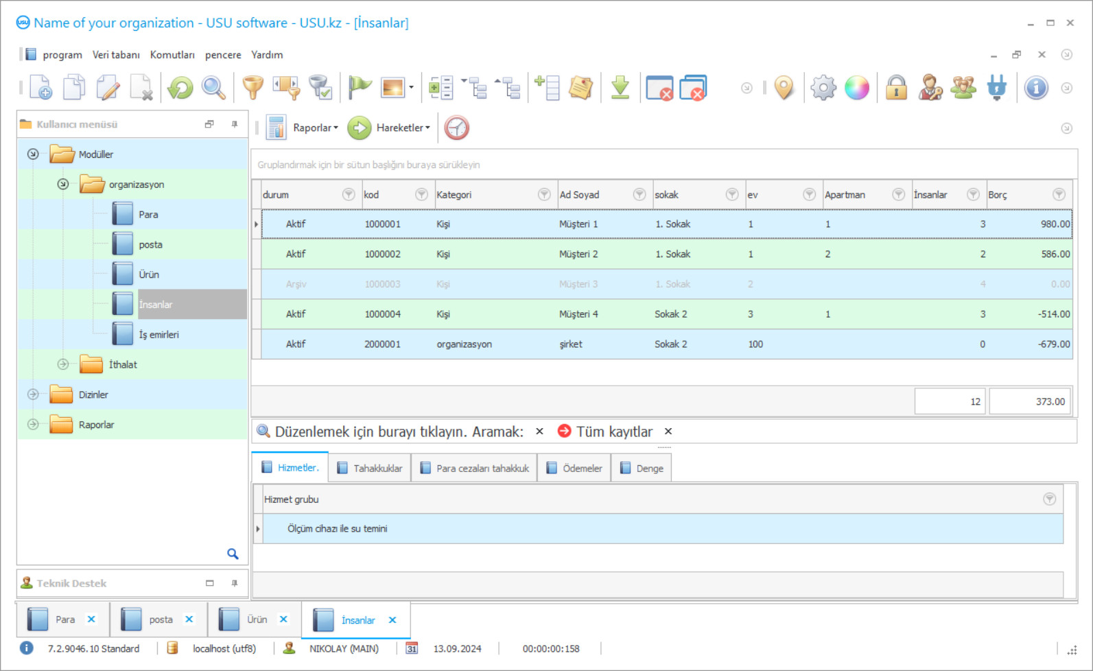 Kamu hizmetlerinin hesaplanması programı - Programın ekran görüntüsü