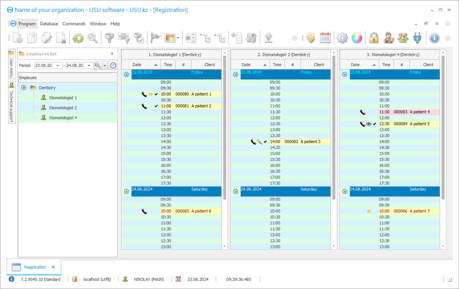 Program for dental clinic - Program screenshot