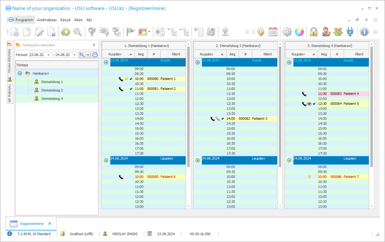 Hambakliiniku programm - Programmi ekraanipilt