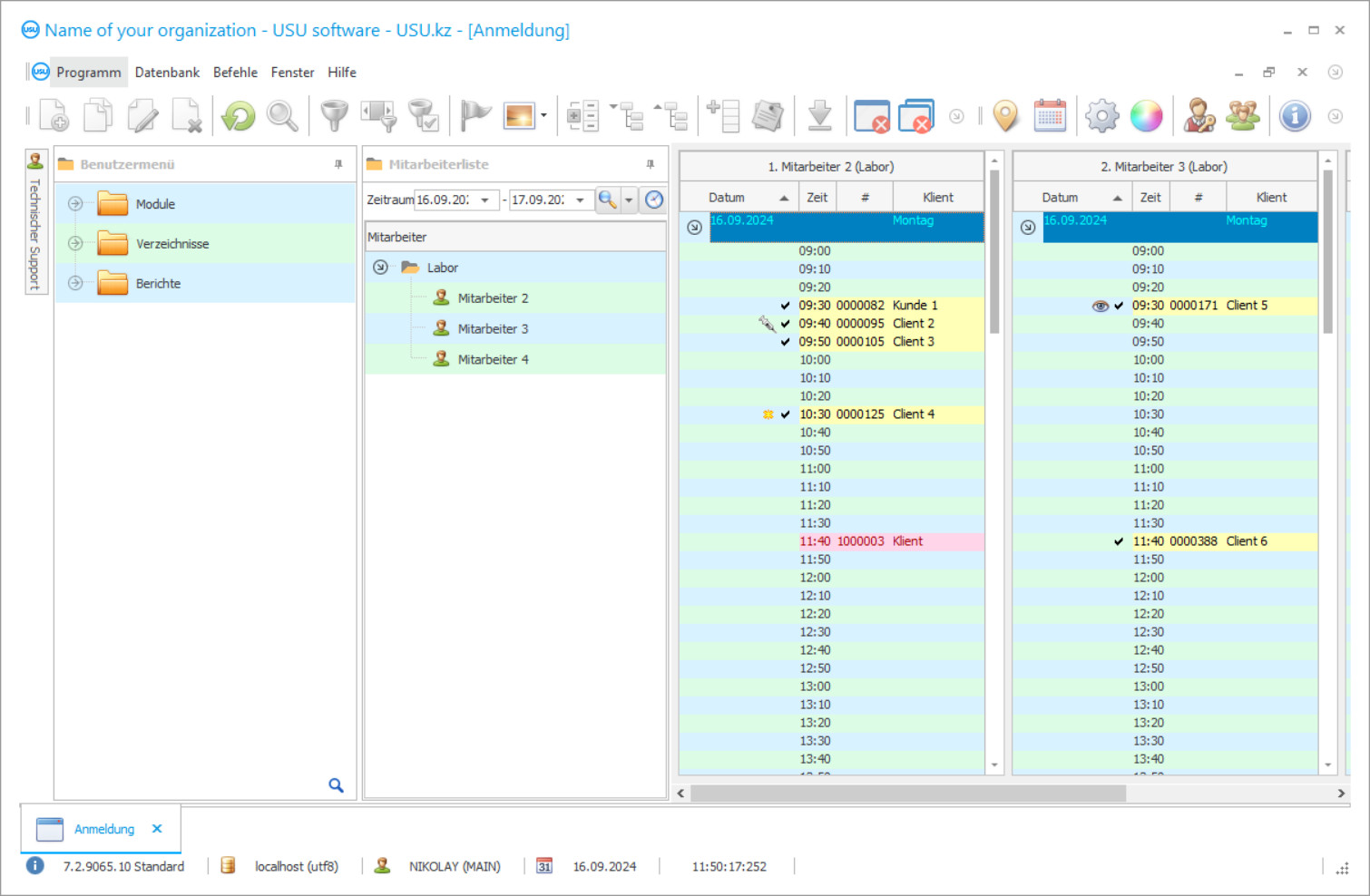 Software für ein Labor - Screenshot des Programms