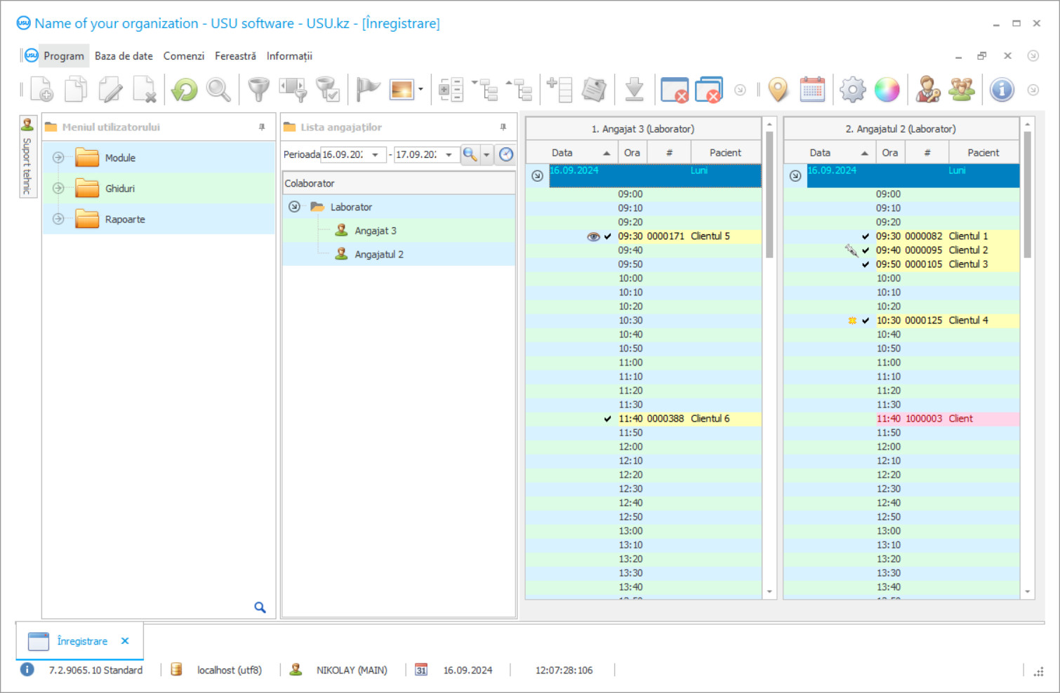 Software pentru laborator - Captură de ecran a programului