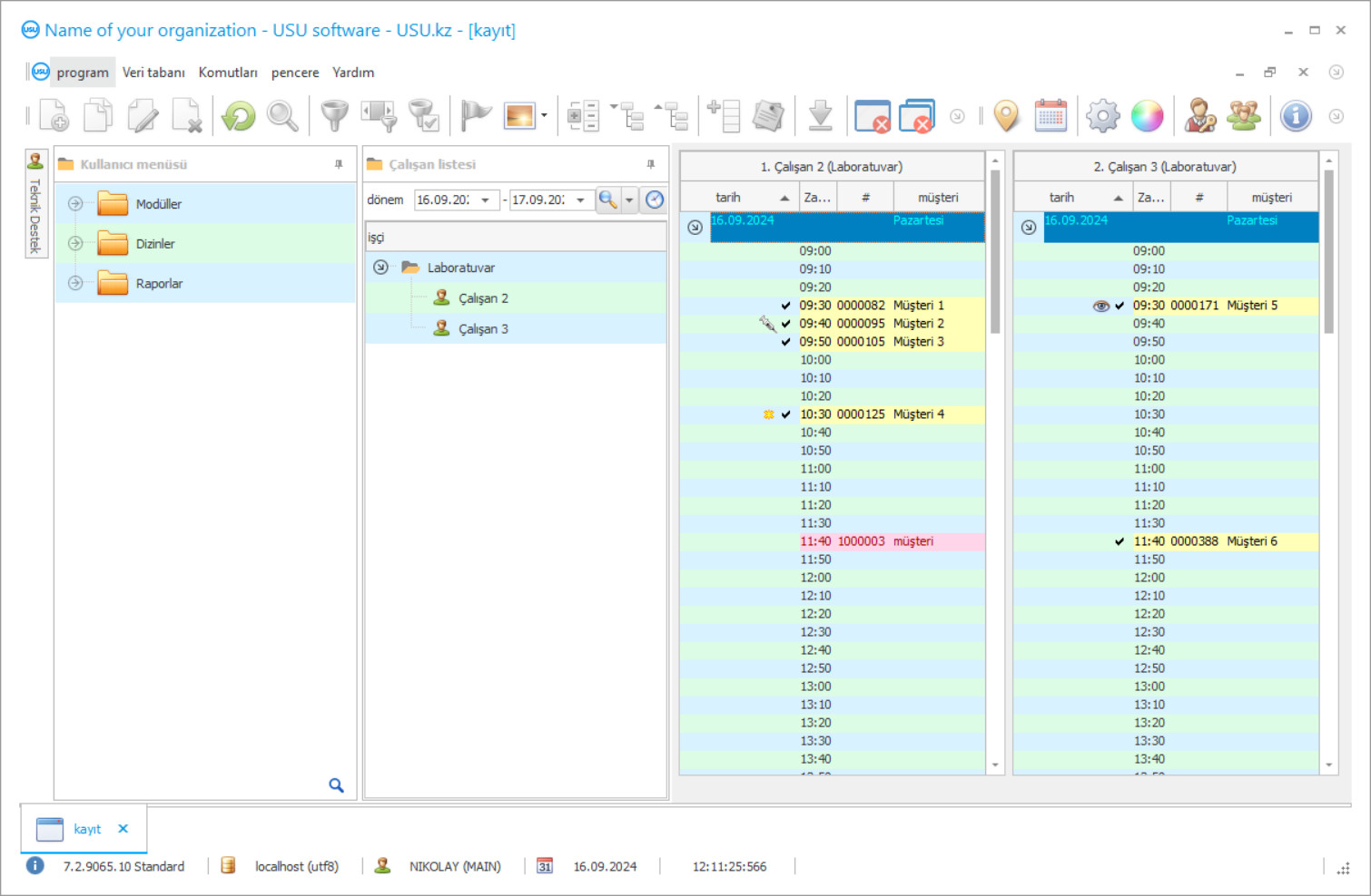Bir laboratuvar için yazılım - Programın ekran görüntüsü