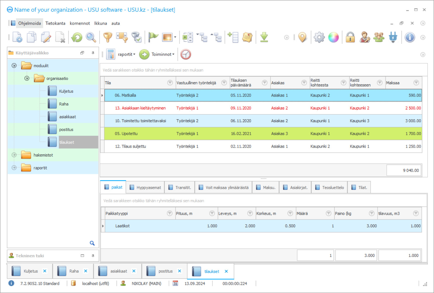Toimituspalvelujen kirjanpito - Ohjelman kuvakaappaus
