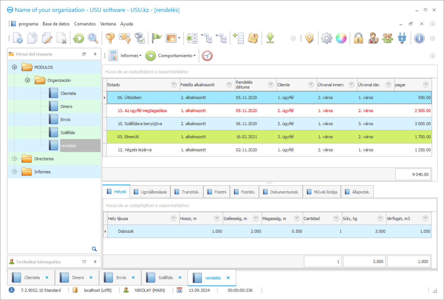 Szállítási szolgáltatások könyvelése - Program képernyőképe
