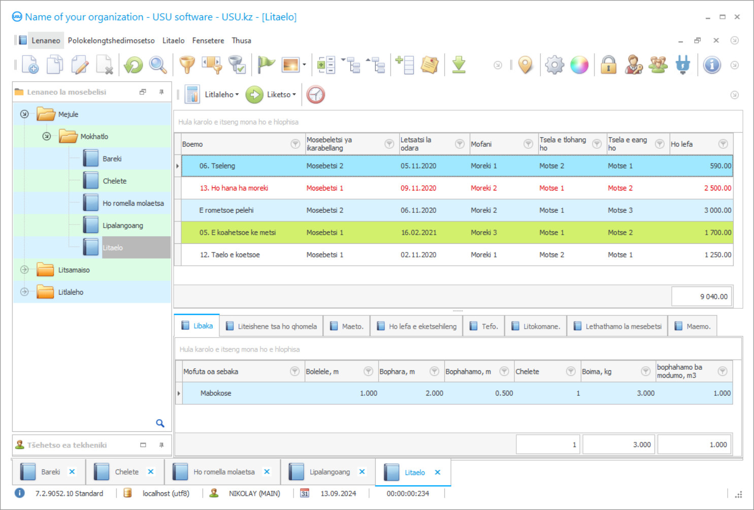 Tlaleho ea litšebeletso tsa phano - Setšoantšo sa skrini sa lenaneo