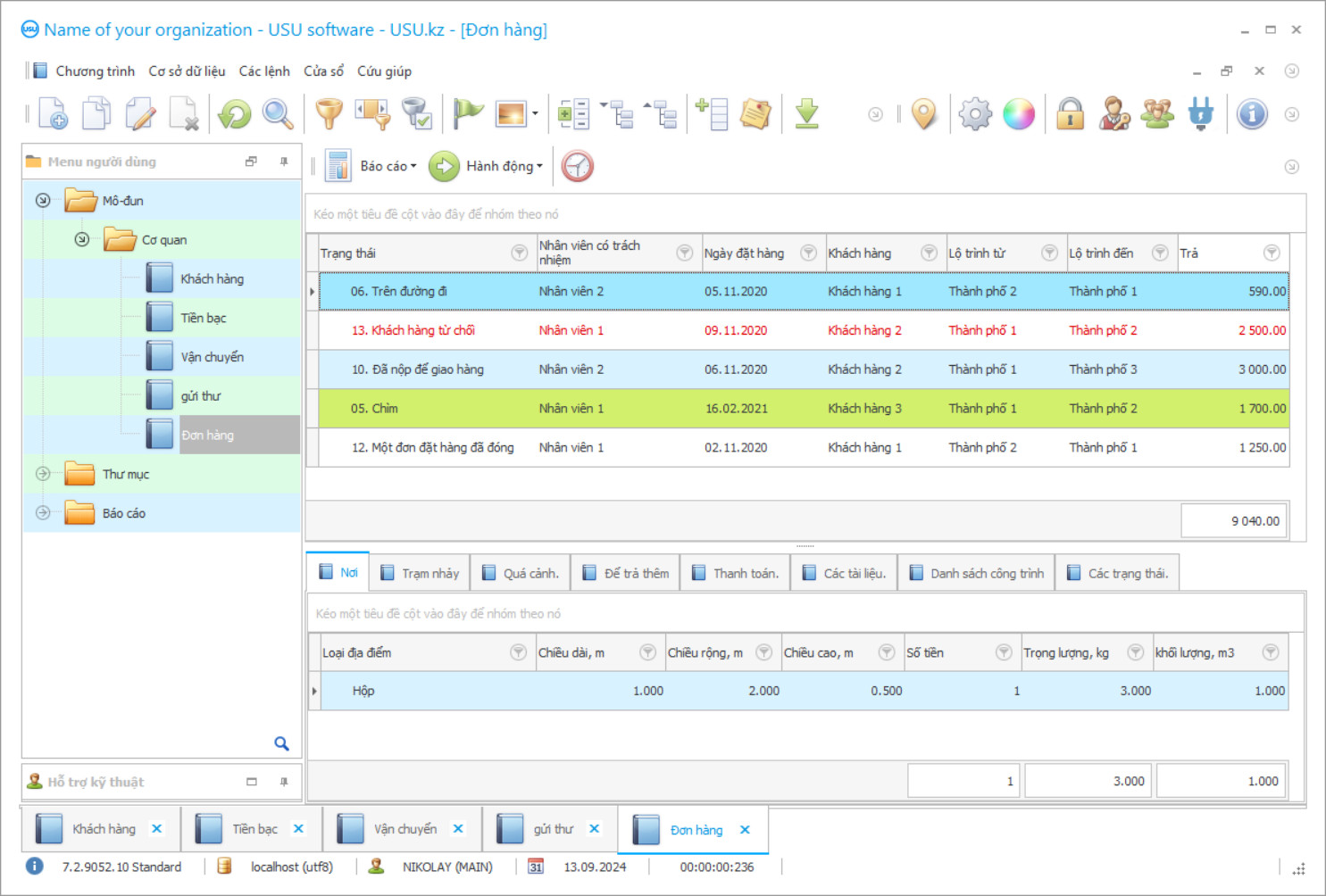 Kế toán dịch vụ giao hàng - Ảnh chụp màn hình chương trình