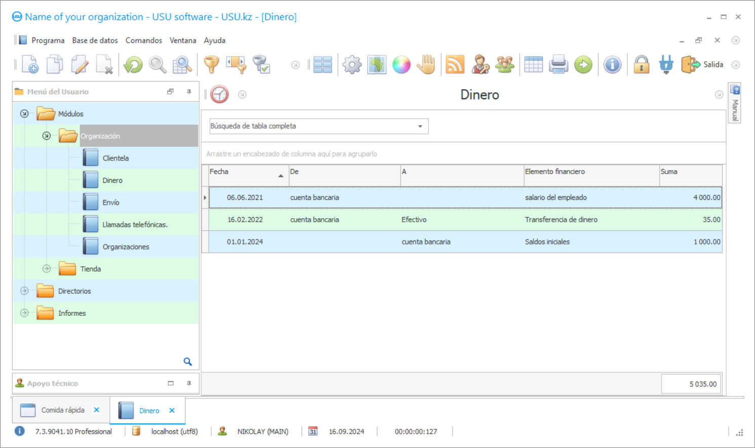 Programa de contabilidad para emprendedor individual - Captura de pantalla del programa