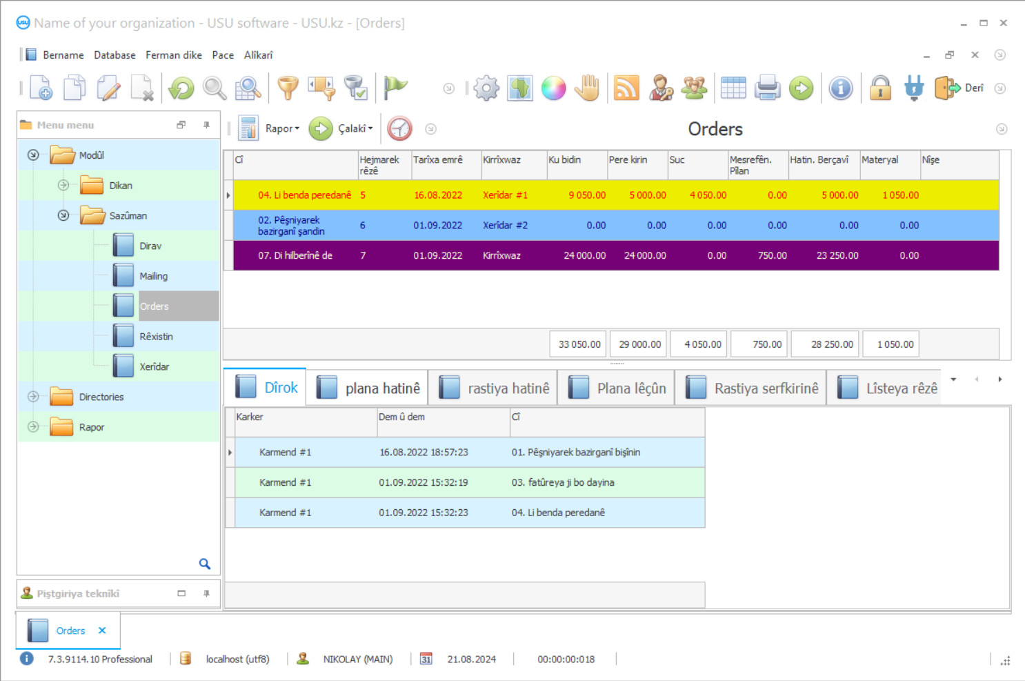 Rêveberiya emrê xerîdar - Dîmena bernameyê