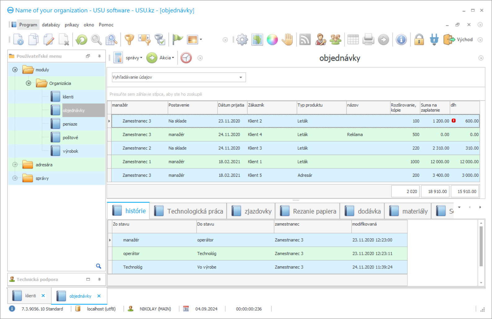 Program pre polygrafiu - Snímka obrazovky programu