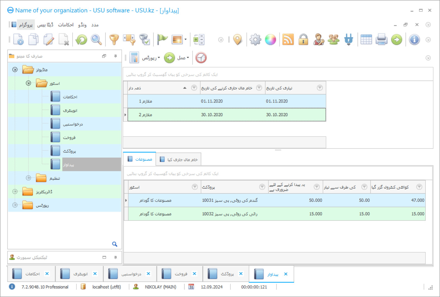 پروڈکشن اکاؤنٹنگ کے لئے پروگرام - پروگرام کا اسکرین شاٹ