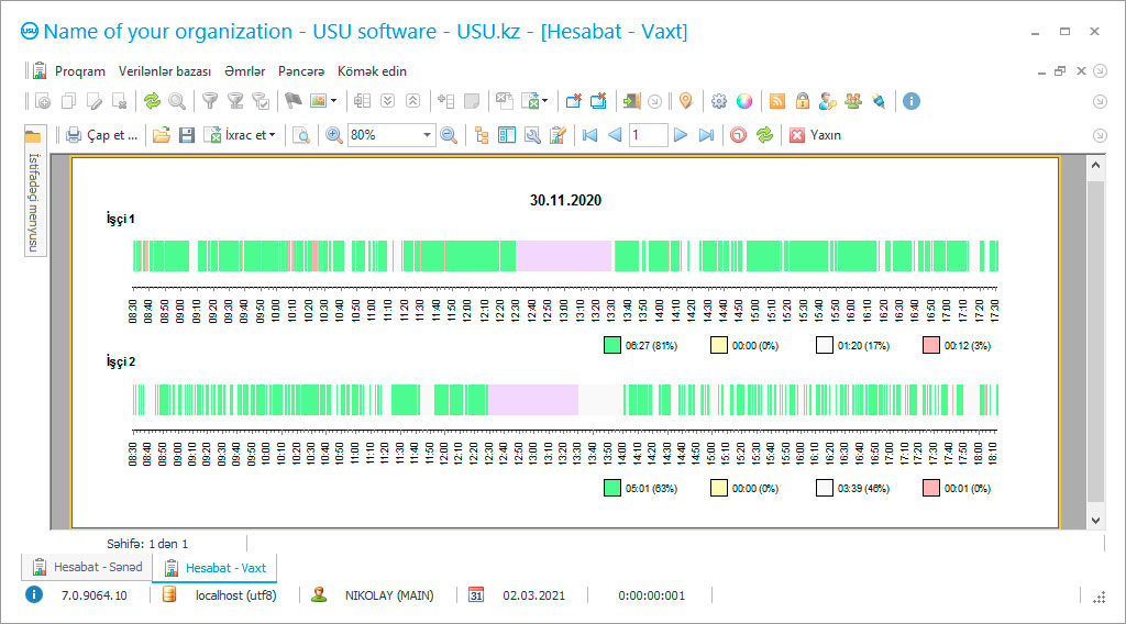 Iş vaxtının uçotu - Proqramın ekran görüntüsü
