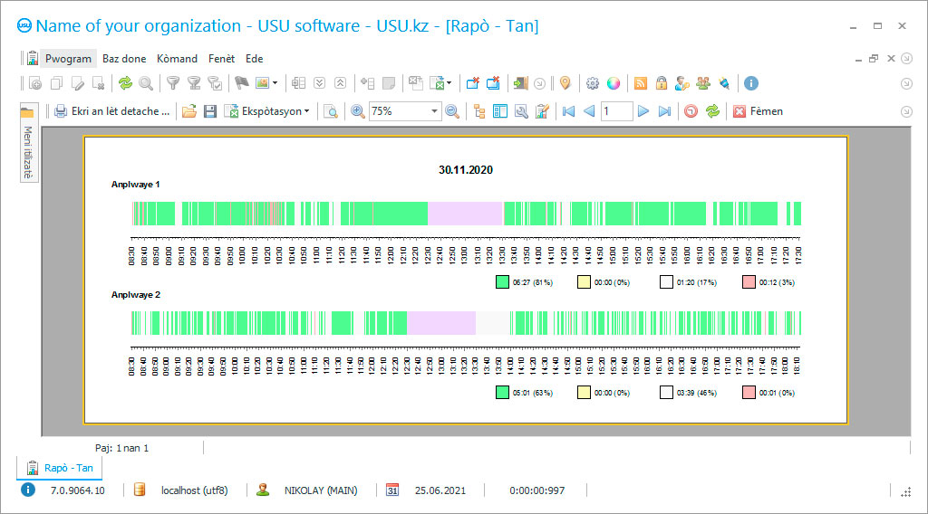 Kontablite nan tan k ap travay - Ekran pwogram lan