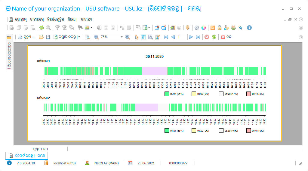 କାର୍ଯ୍ୟ ସମୟର ହିସାବ - ପ୍ରୋଗ୍ରାମ୍ ସ୍କ୍ରିନସଟ୍ |