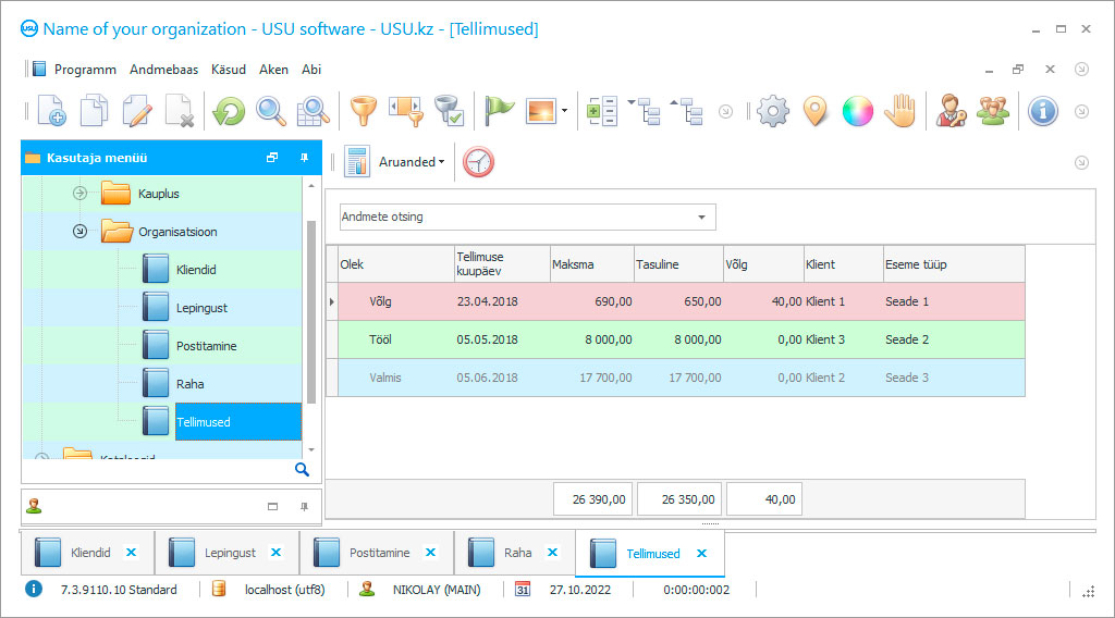 Tabelid remondiks - Programmi ekraanipilt