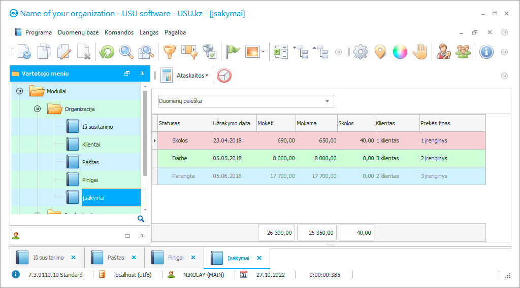 Skaičiuoklės taisymui - Programos ekrano kopija