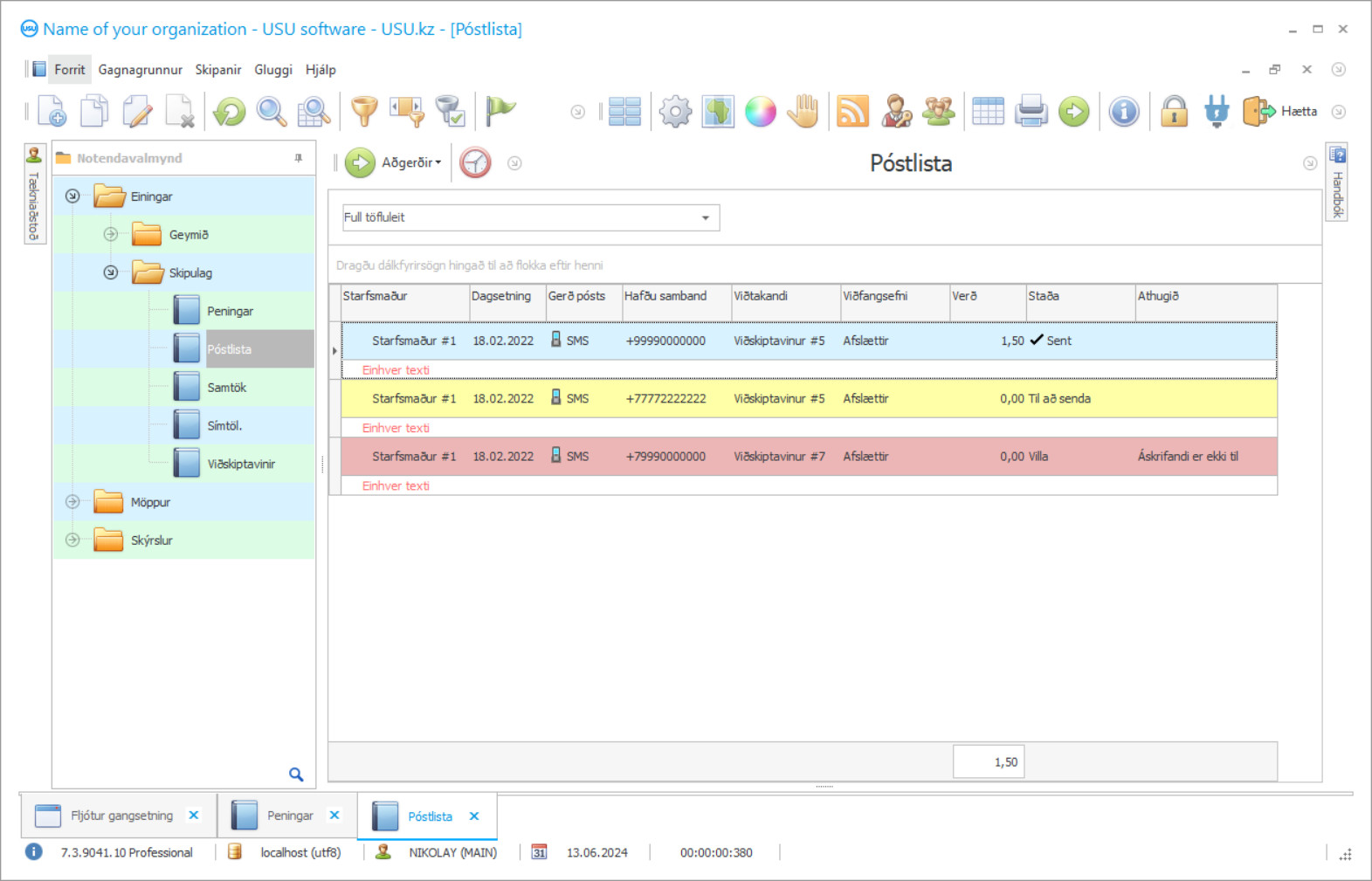 Forrit til að senda póst - Skjáskot af forritinu