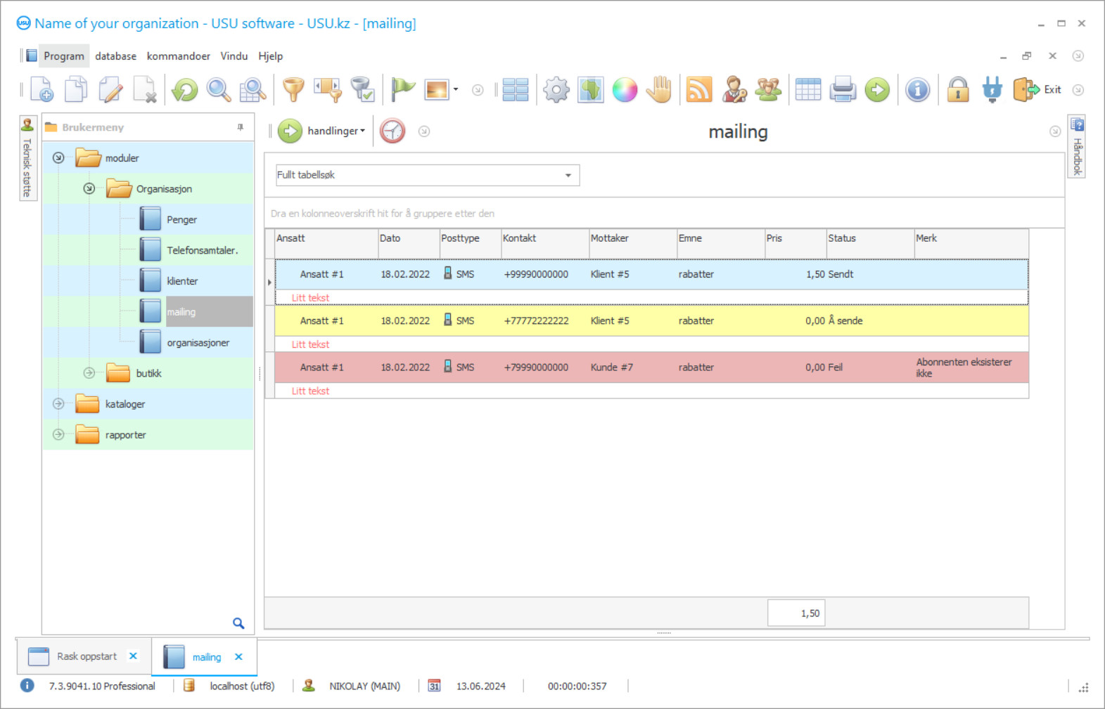 Program for utsendelse - Skjermbilde av programmet
