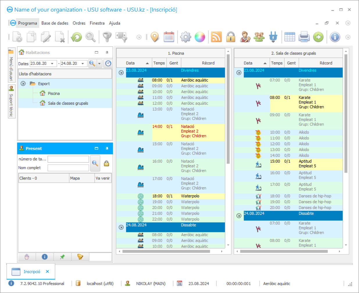Programa per a un gimnàs - Captura de pantalla del programa