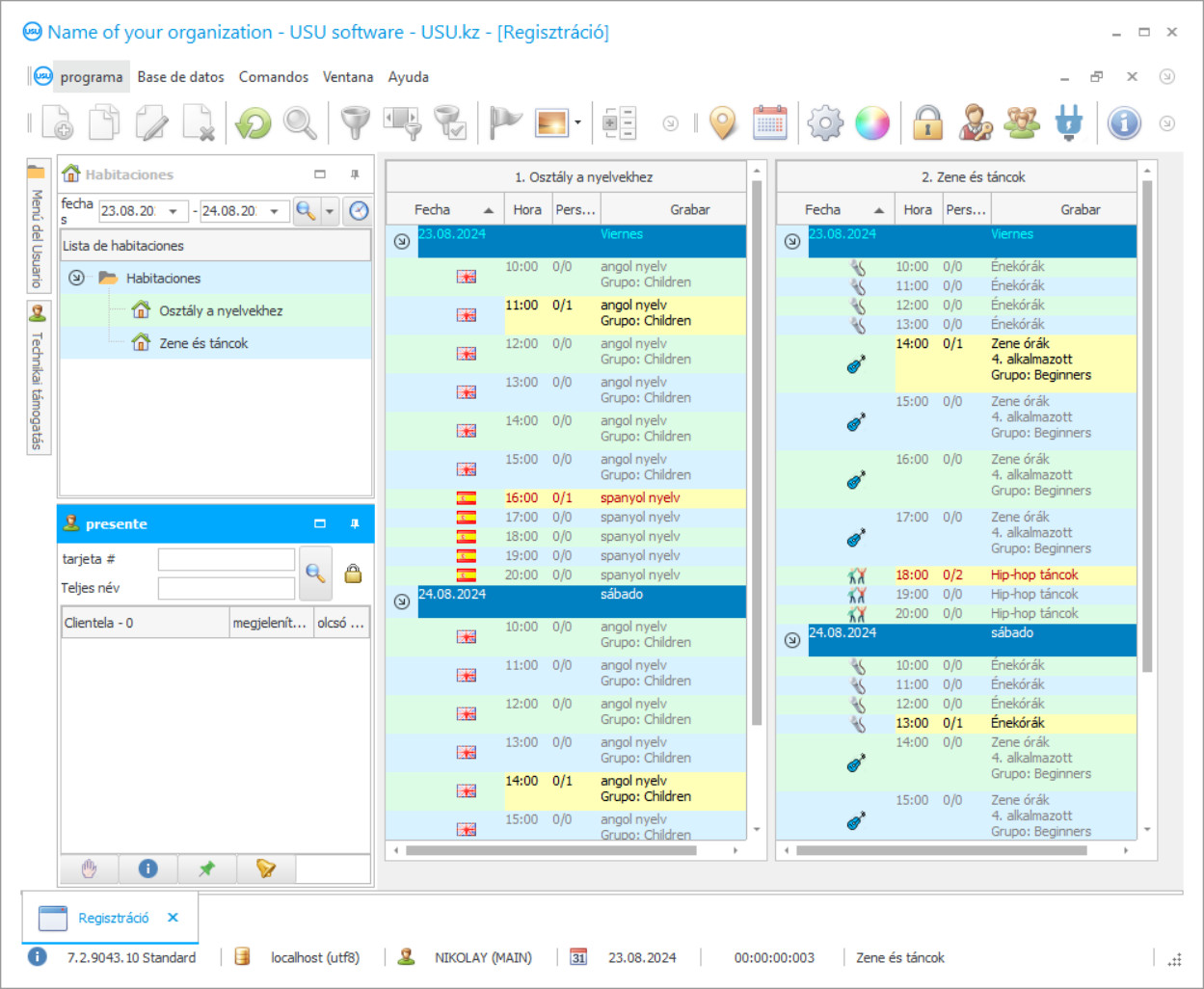 Az órák elszámolása - Program képernyőképe