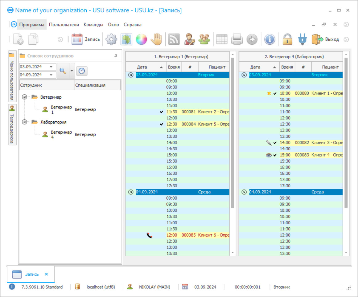 Veterinarijos klinikos programa - Programos ekrano kopija - На русском