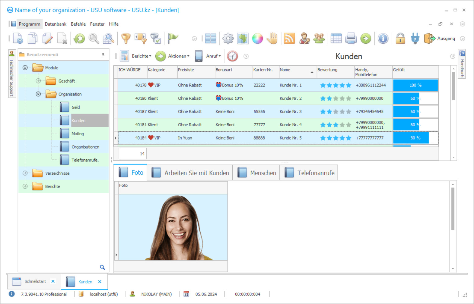 Abrechnung einer geleisteten Arbeit - Screenshot des Programms